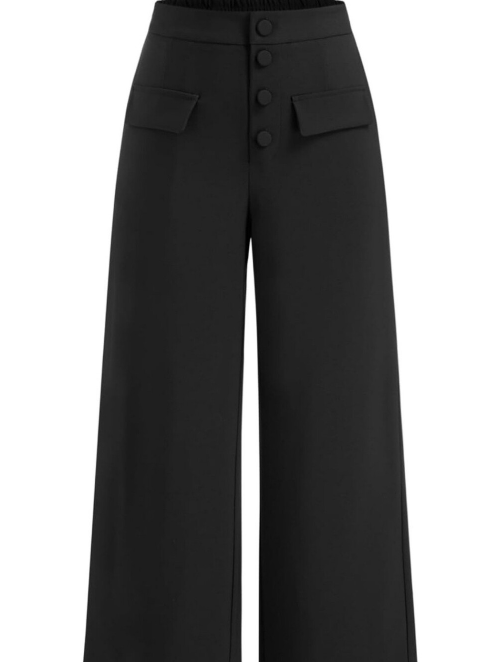 Cider Black Mid-Waist Wide-Leg Trousers